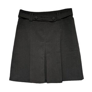 WILSON WEN Vintage Front Pleated Pinstripe Mini Skirt • Large • black, silver